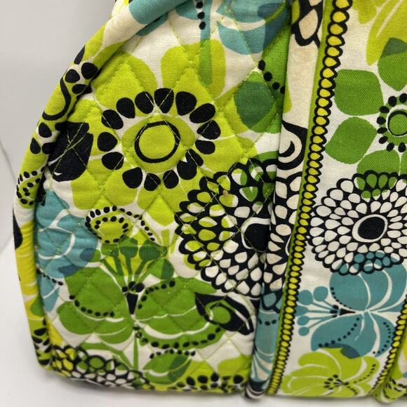 Vera Bradley Eloise Satchel Shoulder Bag Limes Up Pattern Green Blue Kiss Lock - Picture 2 of 16